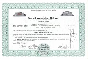 United Australian Oil Inc. - Foreign Stock Certificate