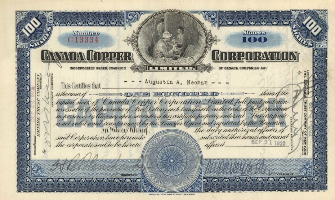 Canada Copper Corporation Limited - Foreign Stock Certificate