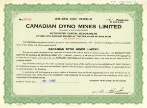 Canadian Dyno Mines Limited - Foreign Stock Certificate