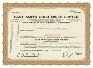 East Amphi Gold Mines Limited - Foreign Stock Certificate