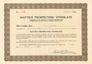 Mattice Prospecting Syndicate  - Foreign Stock Certificate