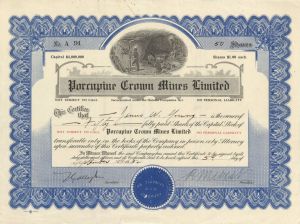 Porcupine Crown Mines Limited - Foreign Stock Certificate