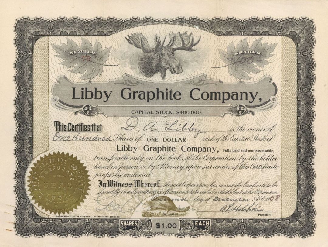 Libby Graphite Co. - Stock Certificate