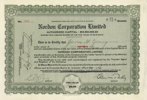 Nordon Corporation Limited - Stock Certificate