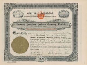 Piedmont Petroleum Products Company, Ltd. - Stock Certificate