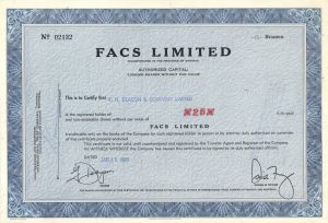 Facs Ltd. - Foreign Stock Certificate