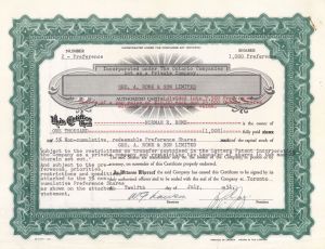 Geo. A. Rome and Son Ltd. - Foreign Stock Certificate