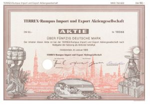 TERREX-Rumpus Import and Export Aktiengesellschaft - 1985 dated German Stock Certificate