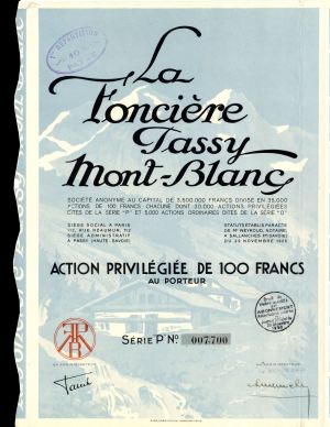 La Fonciere Passy Mont Blanc - Foreign Stock Certificate