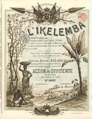 L'Ikelemba - 1898 dated Stock Certificate