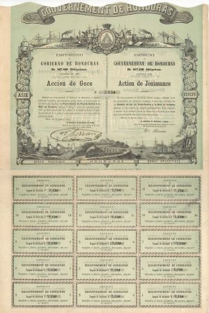 Gouvernement De Honduras - 1869 dated Stock Certificate