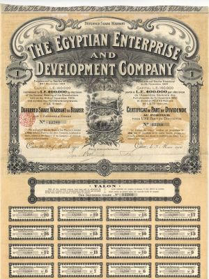 Egyptian Enterprise and Development Co. - 1906 dated Stock Certificate