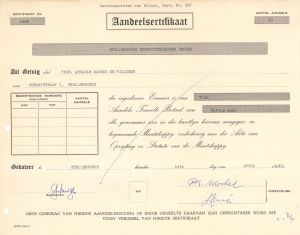Stellenbosse Eksekuteurskamer Beperk - 1969 dated Stock Certificate