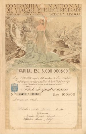 Companhia Nacional De Viacao Et Electricidade - 1920 dated Stock Certificate