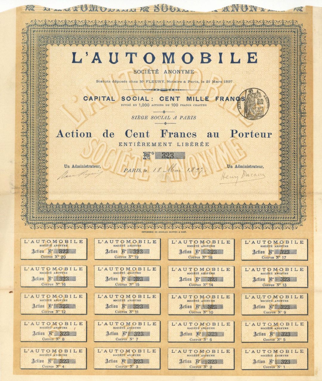 L'Automobile - 1897 dated Foreign Stocks