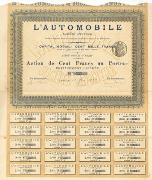 L'Automobile - 1897 dated Foreign Stocks