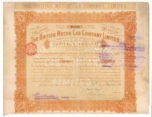 British Motor Cab Company Ltd. - 1910 dated Foreign Stocks