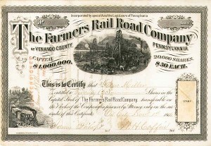 Farmers Railroad Co. of Venango County, Pennsylvania - Stock Certificate (Uncanceled)