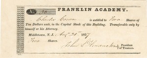 Franklin Academy - Stock Certificate