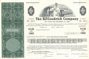 B. F. Goodrich - 1970's Manufacturing Company Bond - Various Denominations - Available Green, Orange, Brown or Red