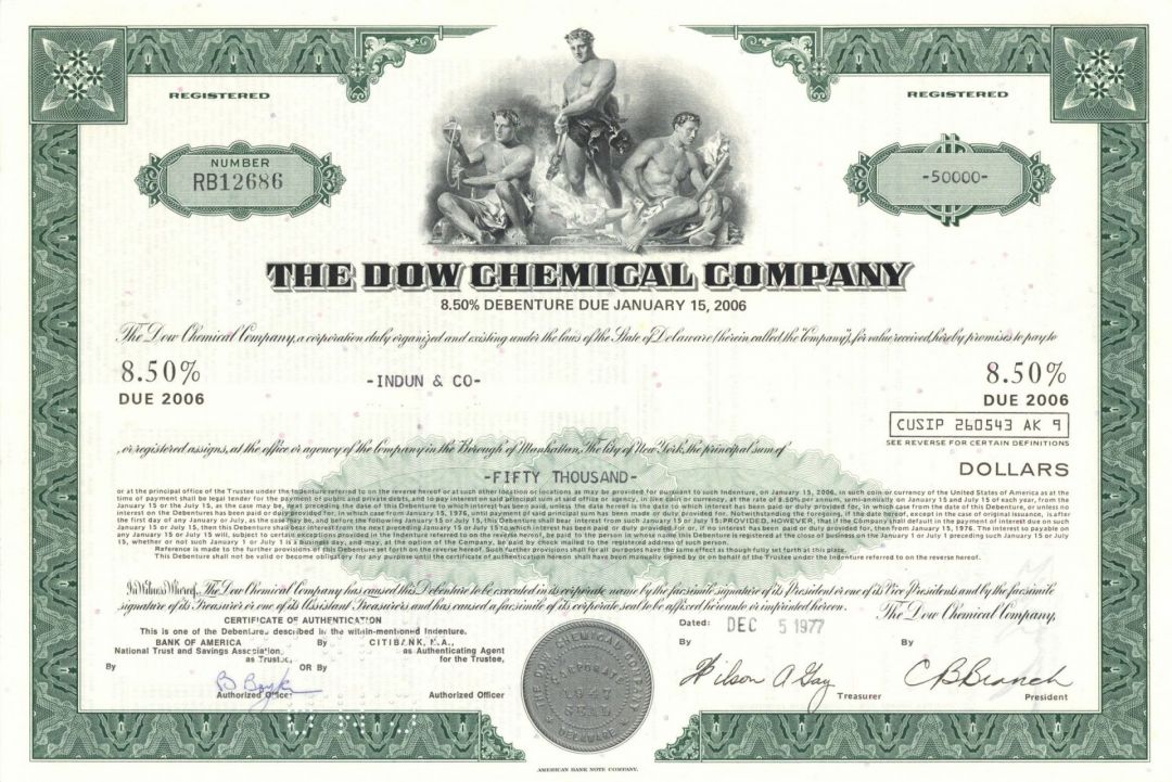 Dow Chemical Co. - 1970's-80's dated American Multinational Chemical Bond
