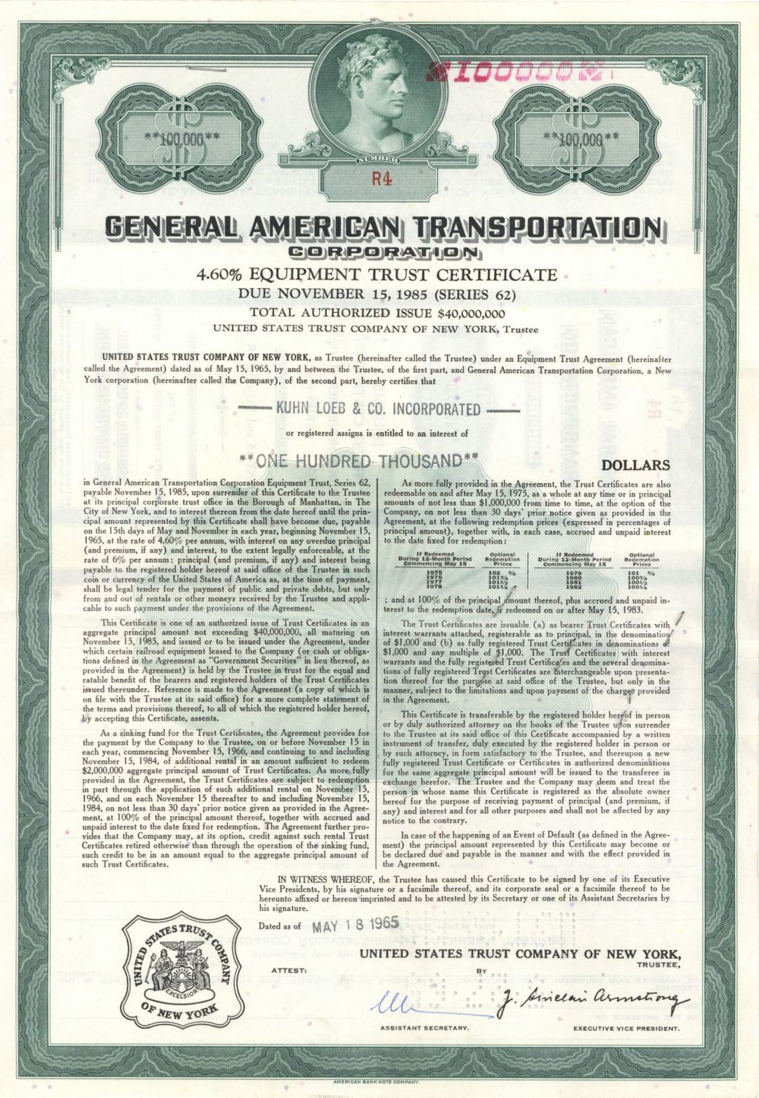 General American Transportation Corp. - Various Denominations Bond