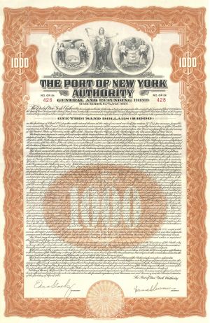 Port of New York Authority - 1945 dated $1,000 Bond