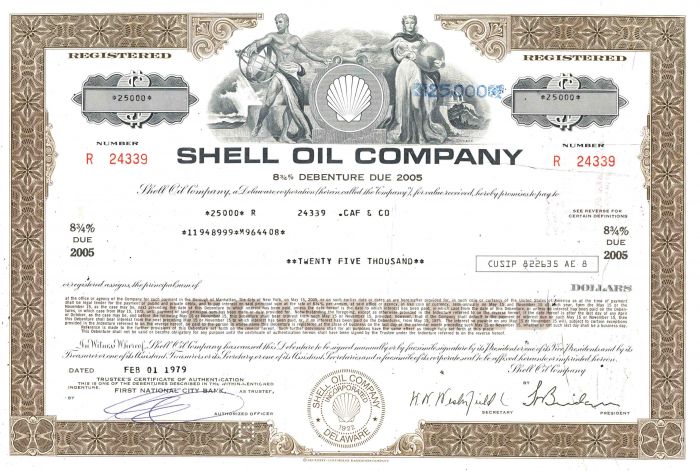 Shell Oil Co. - Various Denominations Bond