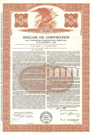 Sinclair Oil Corporation - 1960's dated Oil Bond - Various Denominations Available