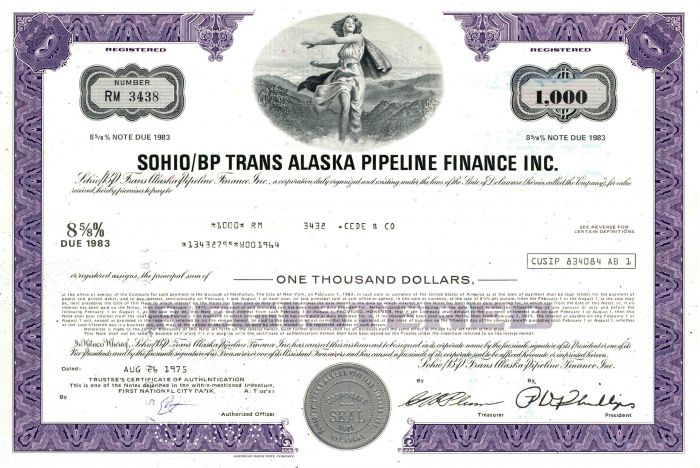 Sohio/BP Trans Alaska Pipeline Finance Inc. - Various Denominations Bond