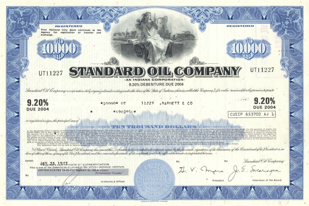 Standard Oil Co. - 1970's dated Oil Bond - Various Denominations Available