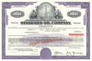 Standard Oil Co. of New Jersey - 1970's dated Famous Oil Company Bond - Became Exxon Replacing Esso, Enco & Humble Brands