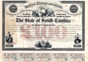 State of South Carolina - 1871 dated £100 Bond