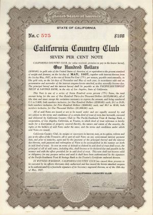 California Country Club - Bond (Uncanceled)