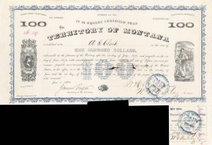 Territory of Montana - (Uncanceled) 1868 dated $100 Bond