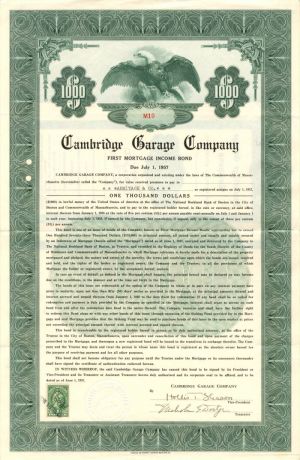 Cambridge Garage Co. - $1,000 - Bond