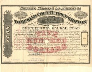 Southern Central Railroad - $500 Bond