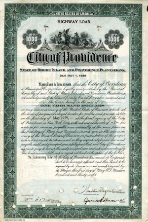 City of Providence - Certificate #1 - Bond