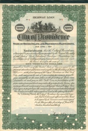 City of Providence - Certificate #1 - Bond