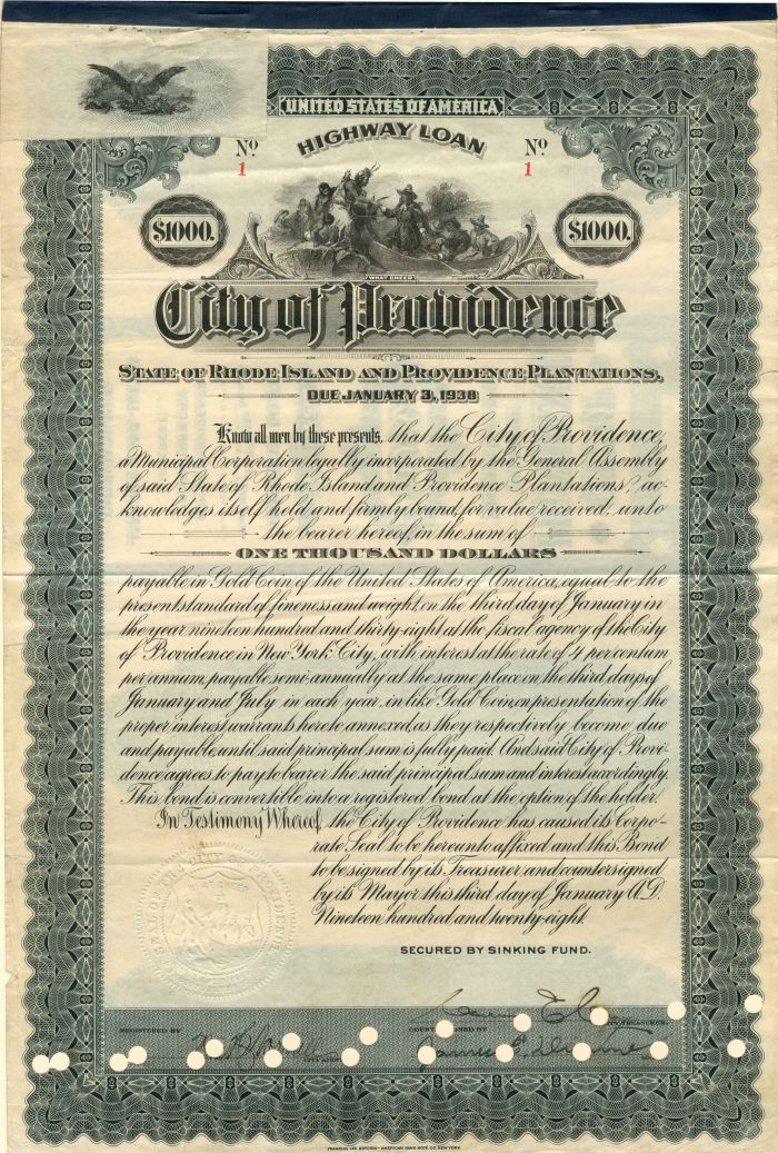 City of Providence - Certificate #1 - Bond