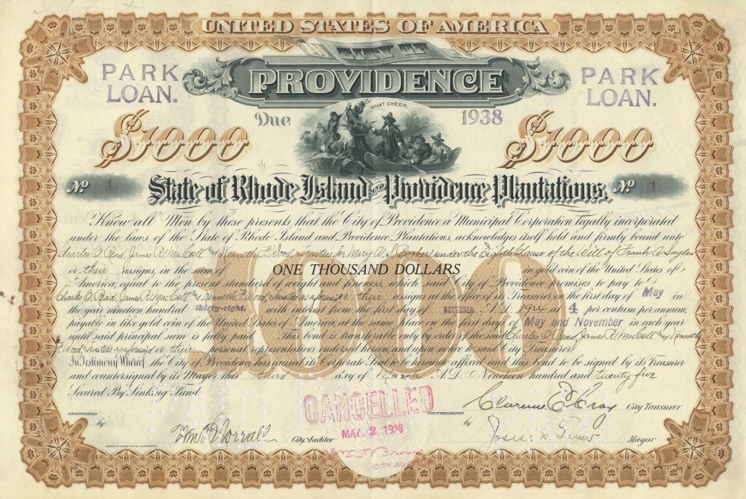 City of Providence - Certificate Serial No.1 - Bond