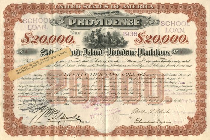 City of Providence - Certificate #1 - Bond
