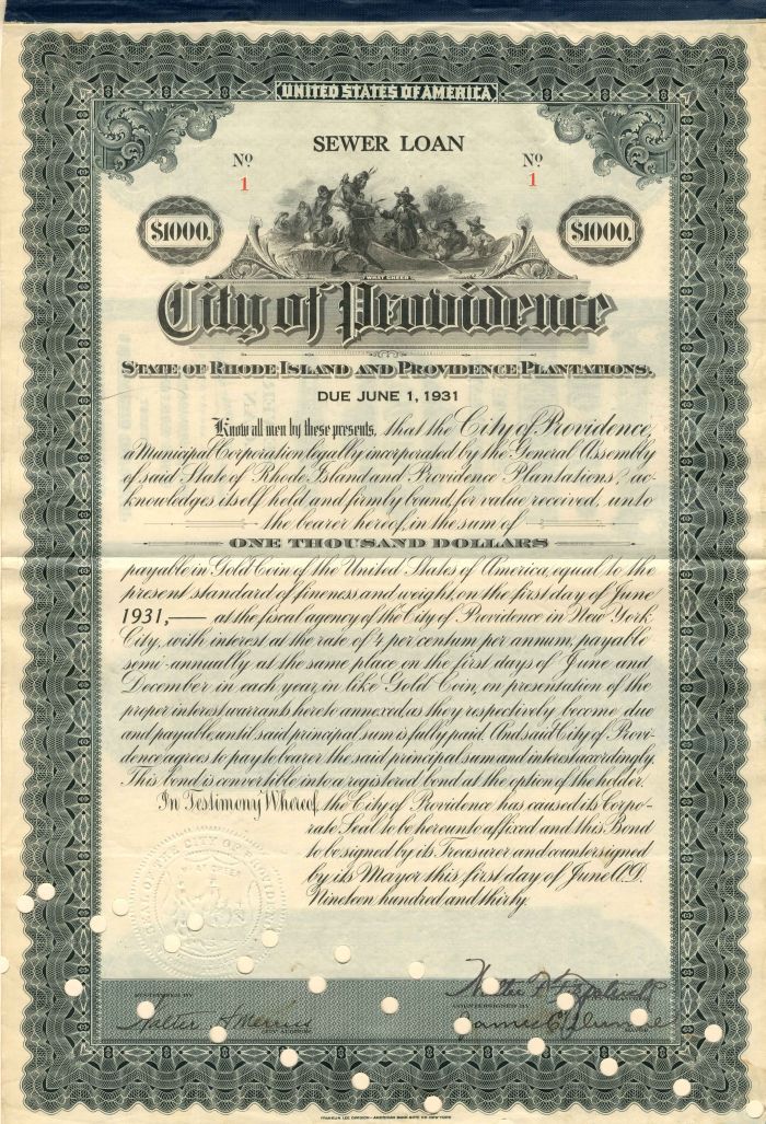 City of Providence - Certificate #1 - Bond