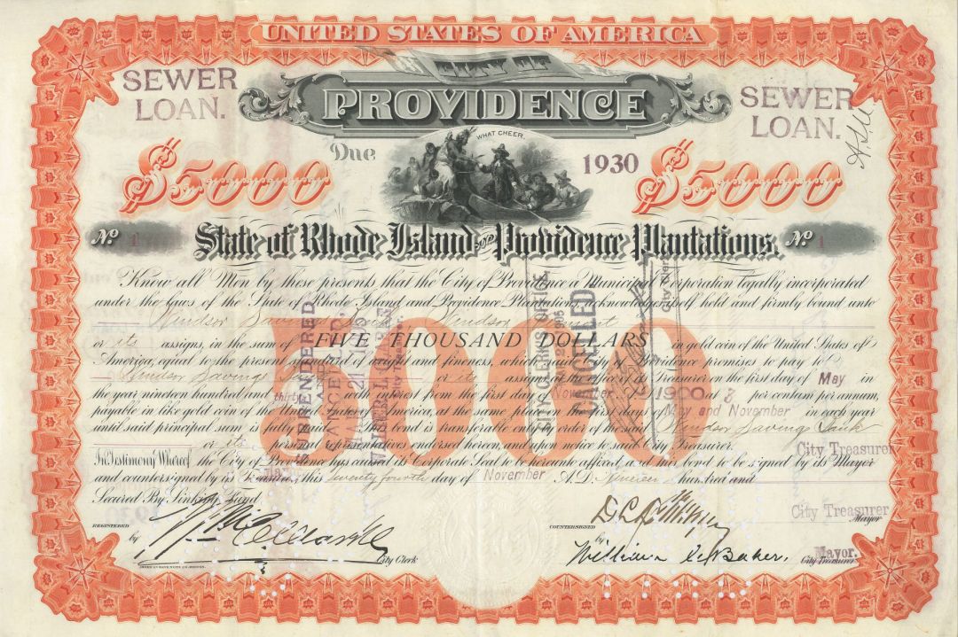 City of Providence -  Certificate Serial No.1- Bond