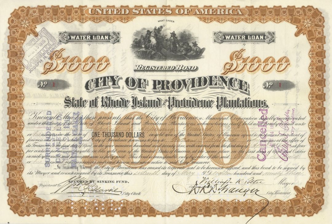 City of Providence - Certificate Serial No.1 - Bond