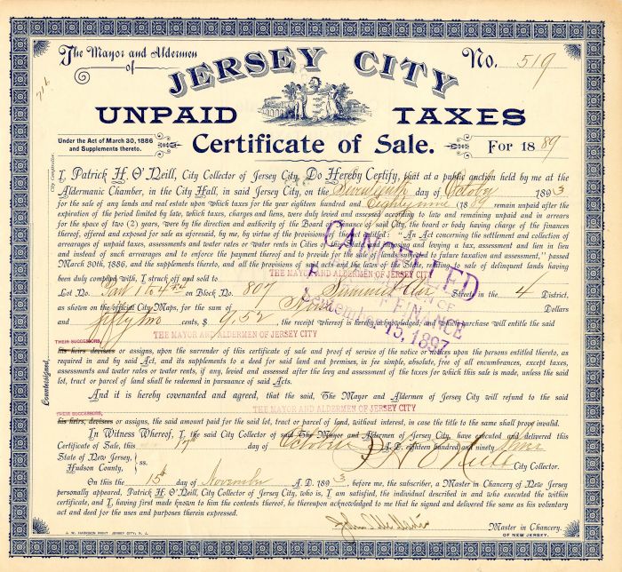 Jersey City Unpaid Taxes