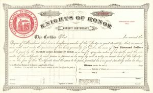 Knights of Honor - $2,000 Benefit Certificate