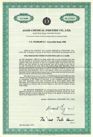 Asahi Chemical Industry Co., Ltd. - $30,000,000