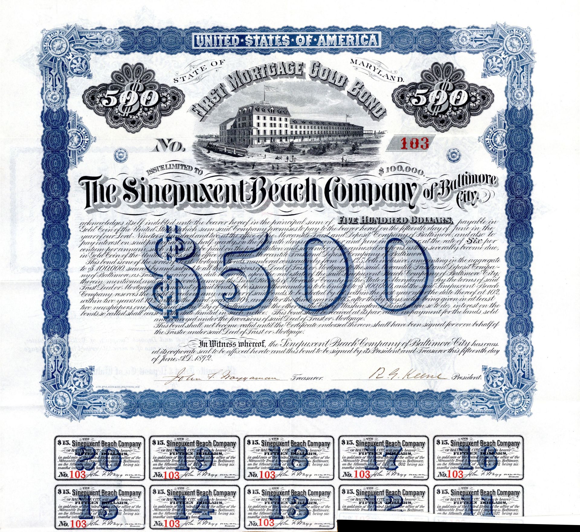 Sinepuxent Beach Co. - $500 Bond