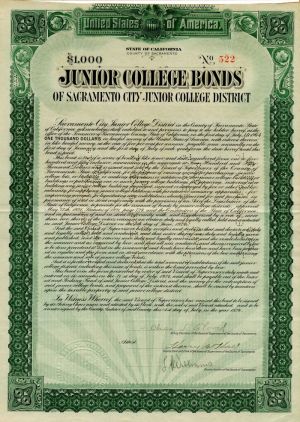 Junior College Bonds - $1,000 Bond
